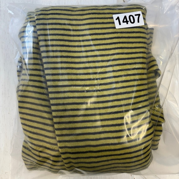 Kleen Cotton Blend Stripe Open Cardigan Knit S Chartreuse Yellow - Picture 7 of 7